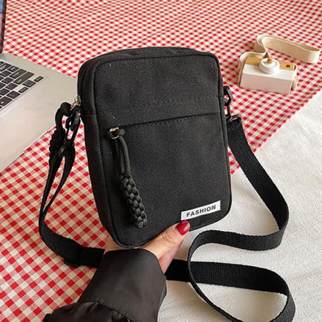 Mini Canvas Crossbody Pouch Fashion Lightweight Vertical Shoulder Bag for Women Versatile Everyday Small Square Bag