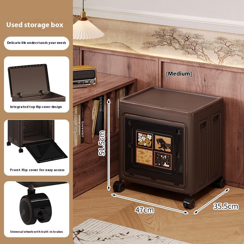 

Шкаф для хранения Антикварный ящик для хранения одежды Большая вместимость откидная крышка отделочная коробка Складной ящик для хранения Игрушки закуски Ретро корзина для хранения S коричневый