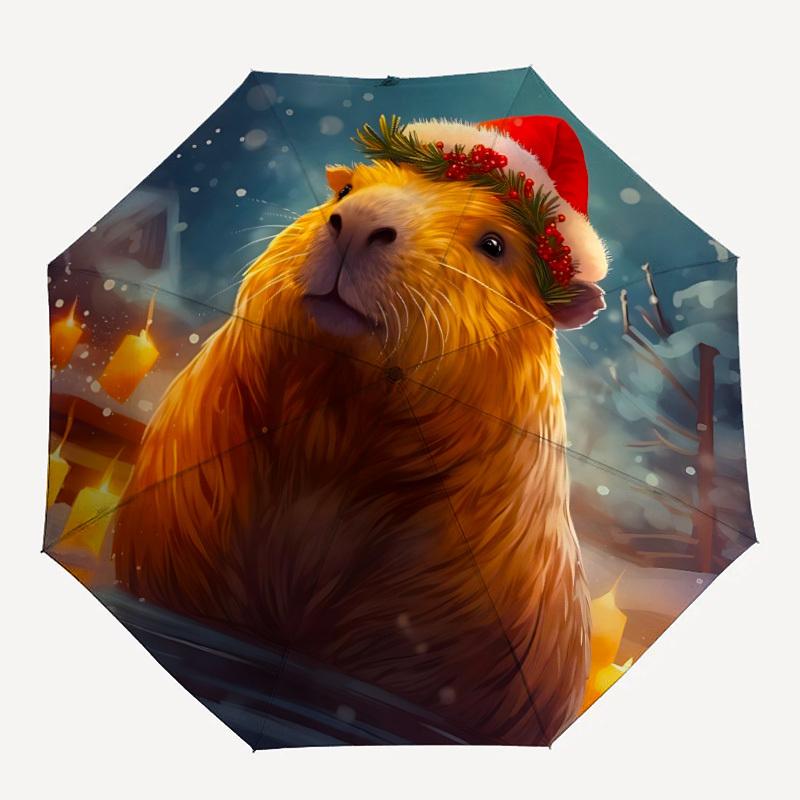 1pc Capybara Print Automatic Umbrella - 8-Rib Durable Frame, Portable Fashion Accessory & Holiday Gift yy251117185