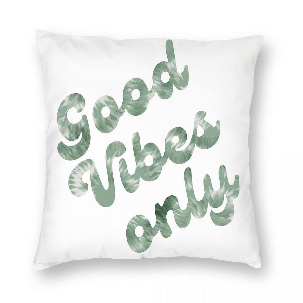 Good Vibes Only Pillowcase Polyester Linen Velvet Pattern Zip Decor Pillow Case Car Cushion Cover 45X45