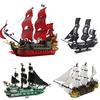 Caribbean Pirate Ship MOC Building Blocks Black Pearl Queen Anne's Revenge Movie DIY Mini Bricks Assembly Toys For Kid Gift
