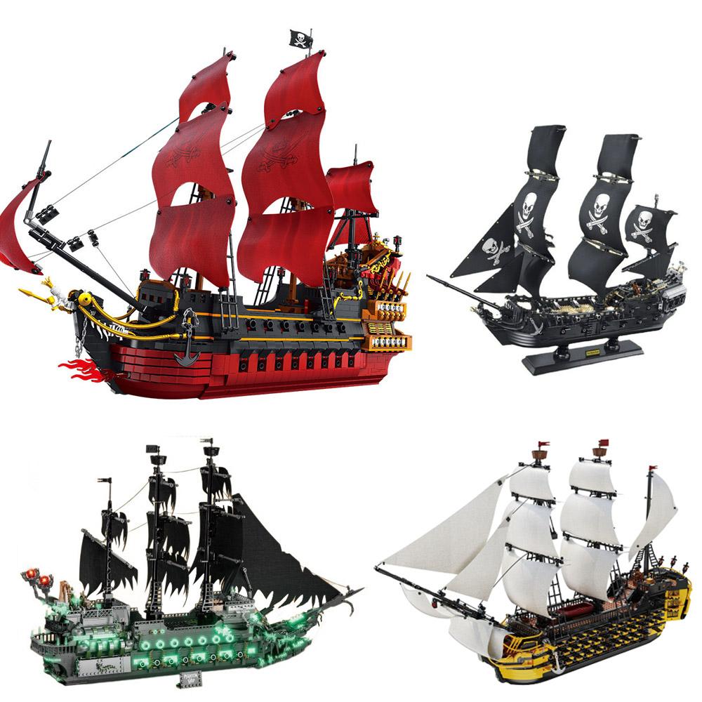 Karibisches Piratenschiff MOC Bausteine Schwarze Perle Queen Annes Rache Film DIY Mini-Bausteine Montage Spielzeug Für Kinder Geschenk