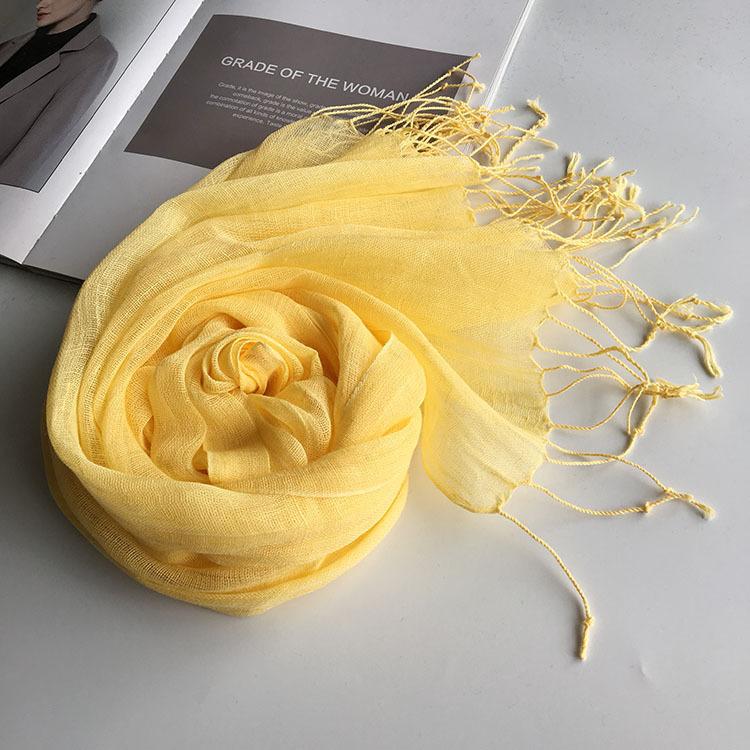 Cachecol Versátil de Linho Puro Japonês Fashionável Respirável Praia Exterior Esportes Cachecol de Seda Xale