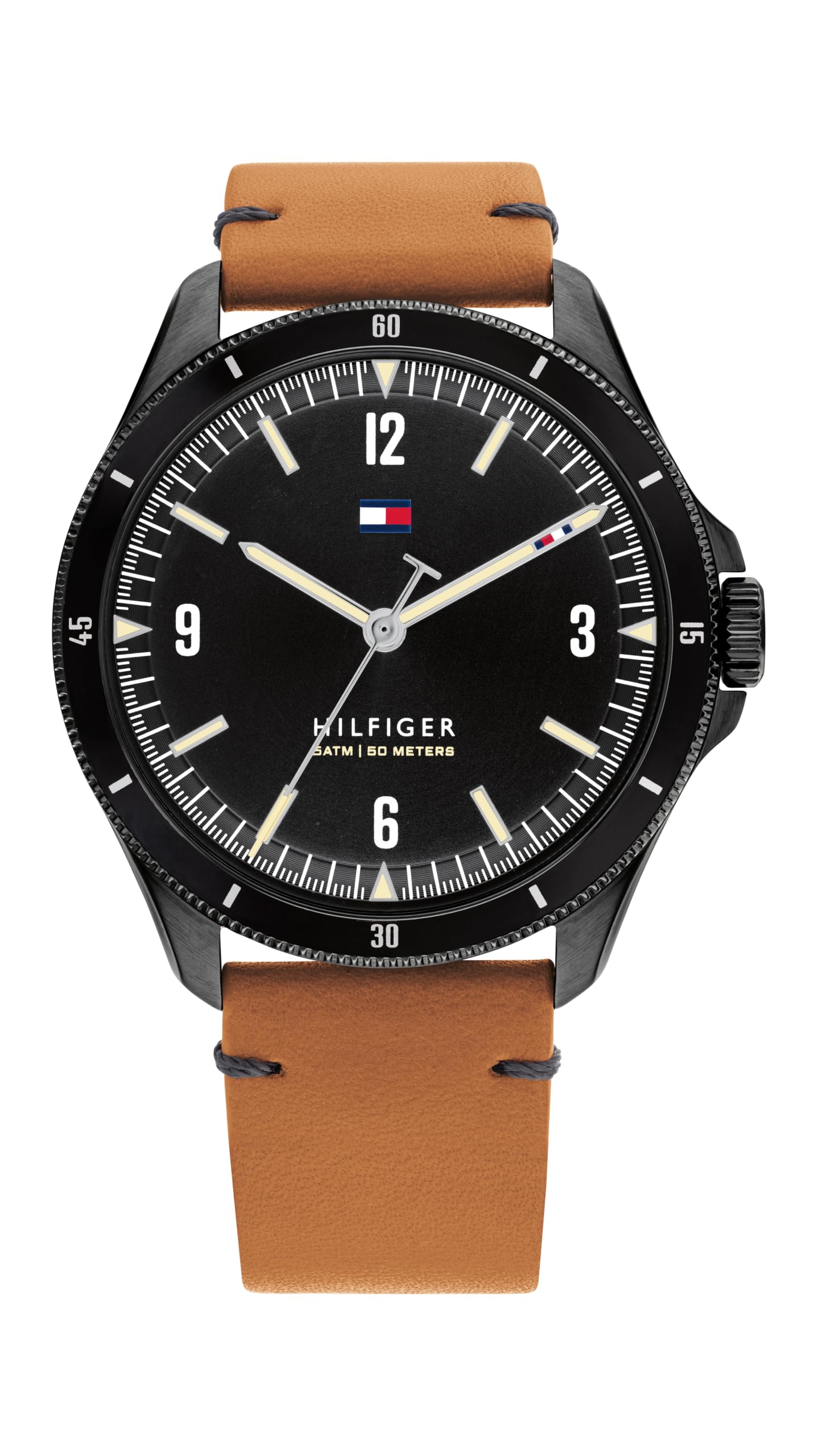 Black Leather 1791906 [Tommy Hilfiger] Men s Watch, Dial, Strap, [Used]