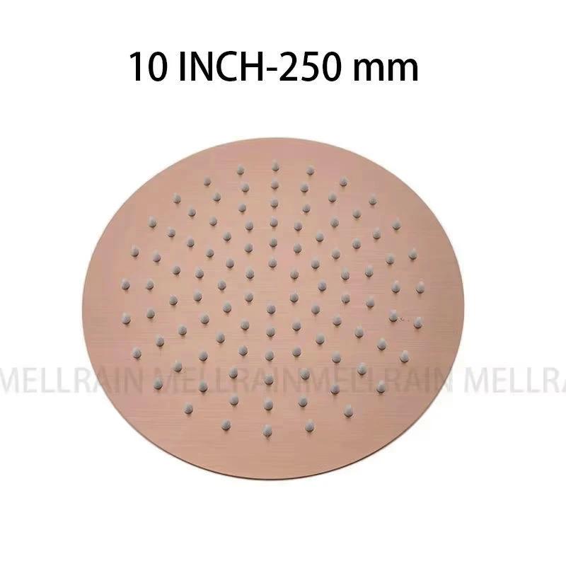 Brushed Rose Gold Rain shower head stainless steel Ultrathin water pressurize shower head in rose gold, Grey, brushed gold