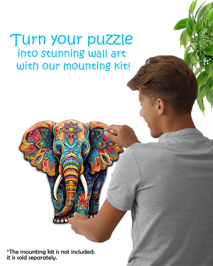 CRAFTHUB Holzpuzzles – Lebendiges Elefantenpuzzle – Holzpuzzles für Erwachsene & Kinder – Einzigartig geformtes Holz, Familienspiel, Erwachsenengeburtstag,