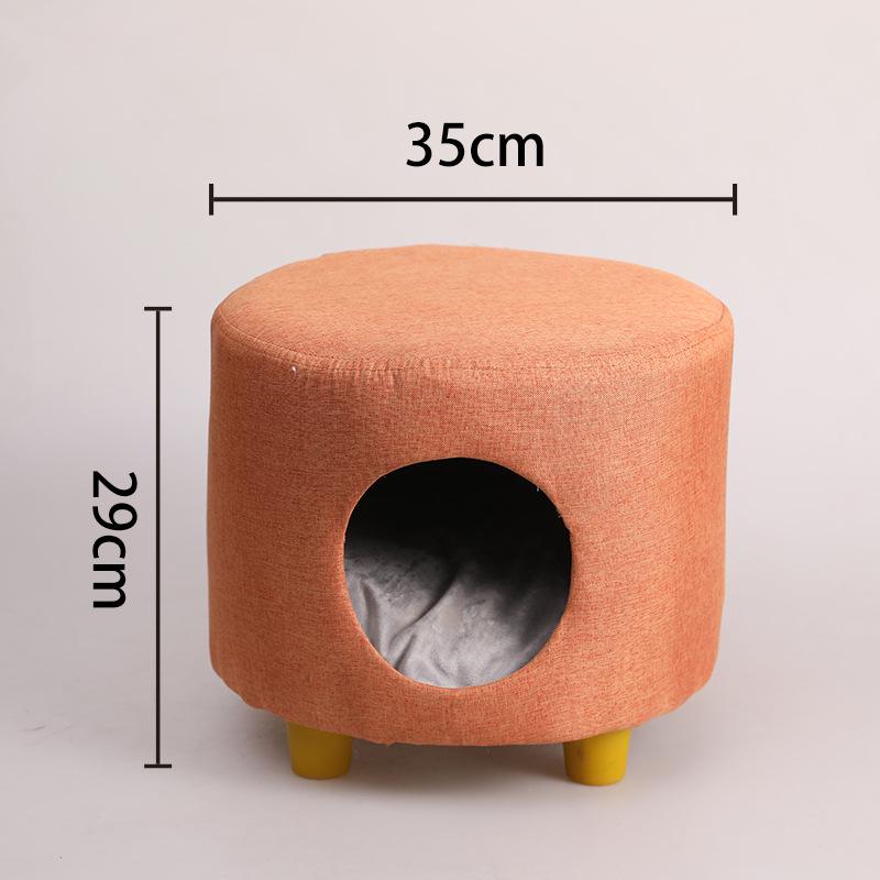 Solid Wood All-Season Cat Bed Stool: Warm Winter Semi-Enclosed Pet Bed for Kittens and Puppies