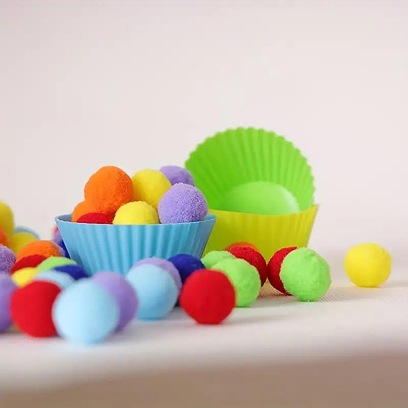 78Pcs Preschool Learning Activities Math Toys Children'S Rainbow Counting Pompoms Props Sorting Cup Montessori Sensory Toys