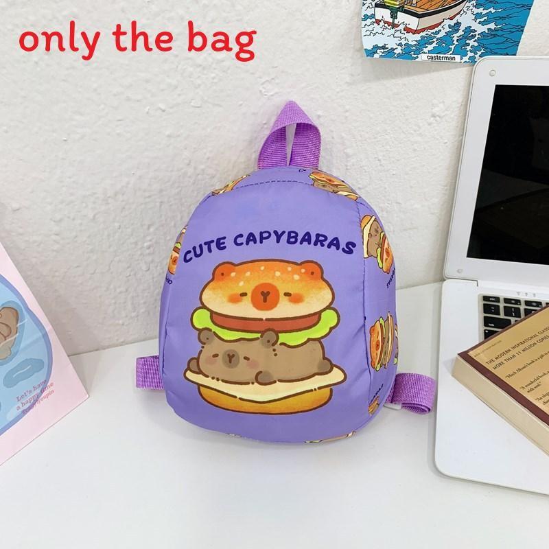 Capybara Cute Drinking Milk Tea Burger Toast Cake Cartoon Pattern Kid Backpack