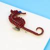 Rote Retro-Brosche in Seepferdchenform, modisches und vielseitiges Tier-Damenaccessoire