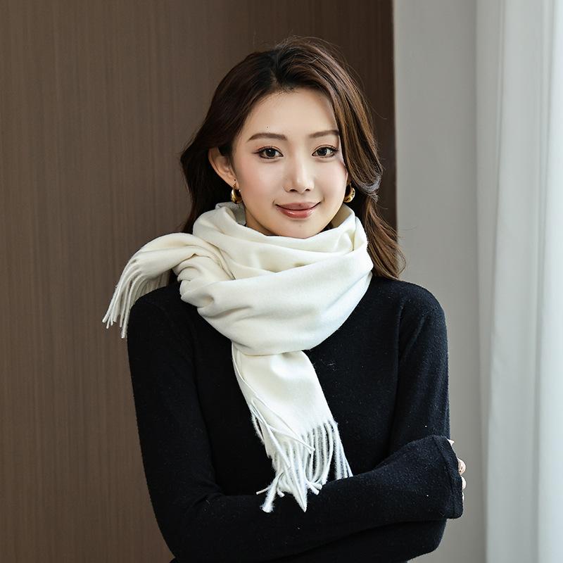 Winter wool simple and versatile scarf solid color women's autumn and winter warm fashion temperament wool shawl