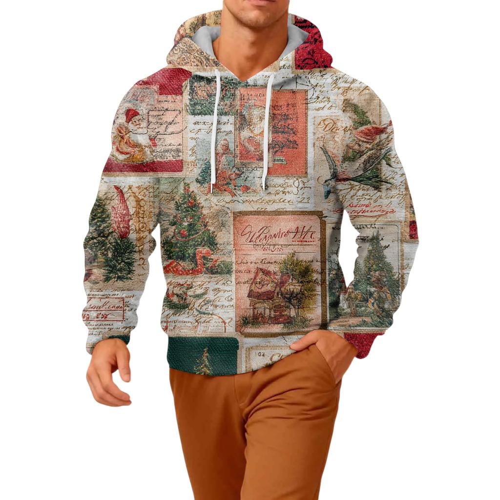 Men's Long-Sleeve Casual Flannel Hooded Sweatshirt