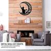 Cute Black Cats Moon Metal Sign Arts Wall Hanging Pendant Decorations for Windows Doors Mantelpieces