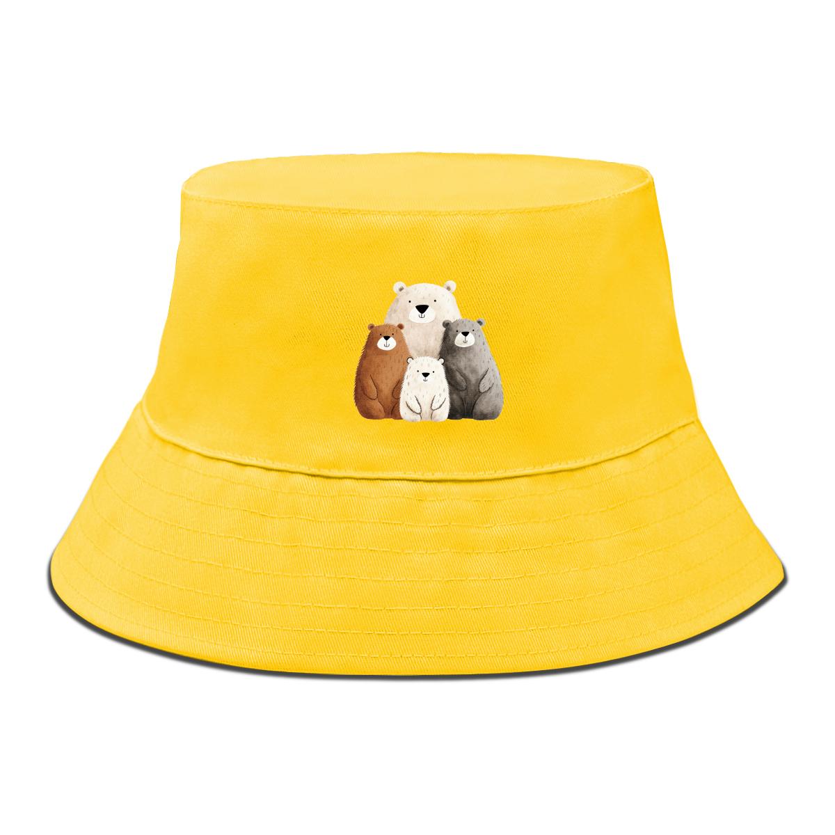 

Панама с принтом семьи медведей, женская кепка с животными, конфетного цвета, унисекс, повседневная, шляпа для рыбалки as the picture жёлтый