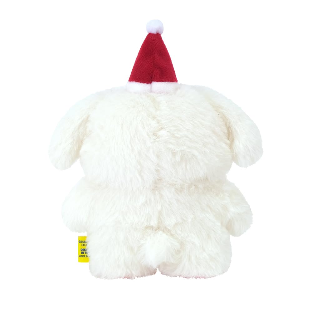 Sun Lemon Fluffy Tatton Santa Dog White S 14x18x7cm Plush Animal P-8402