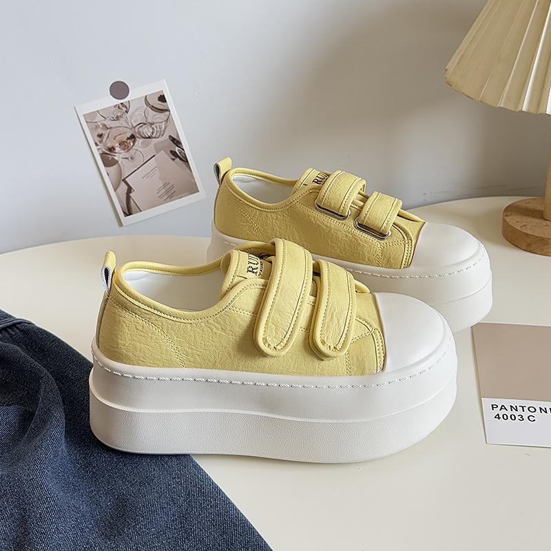 

Comemore 2025 New Women Chunky Platform Shoes Hook & Loop Soft Comfort Height Increase Spring Autumn Height-increasing Sneakers 35 жёлтый