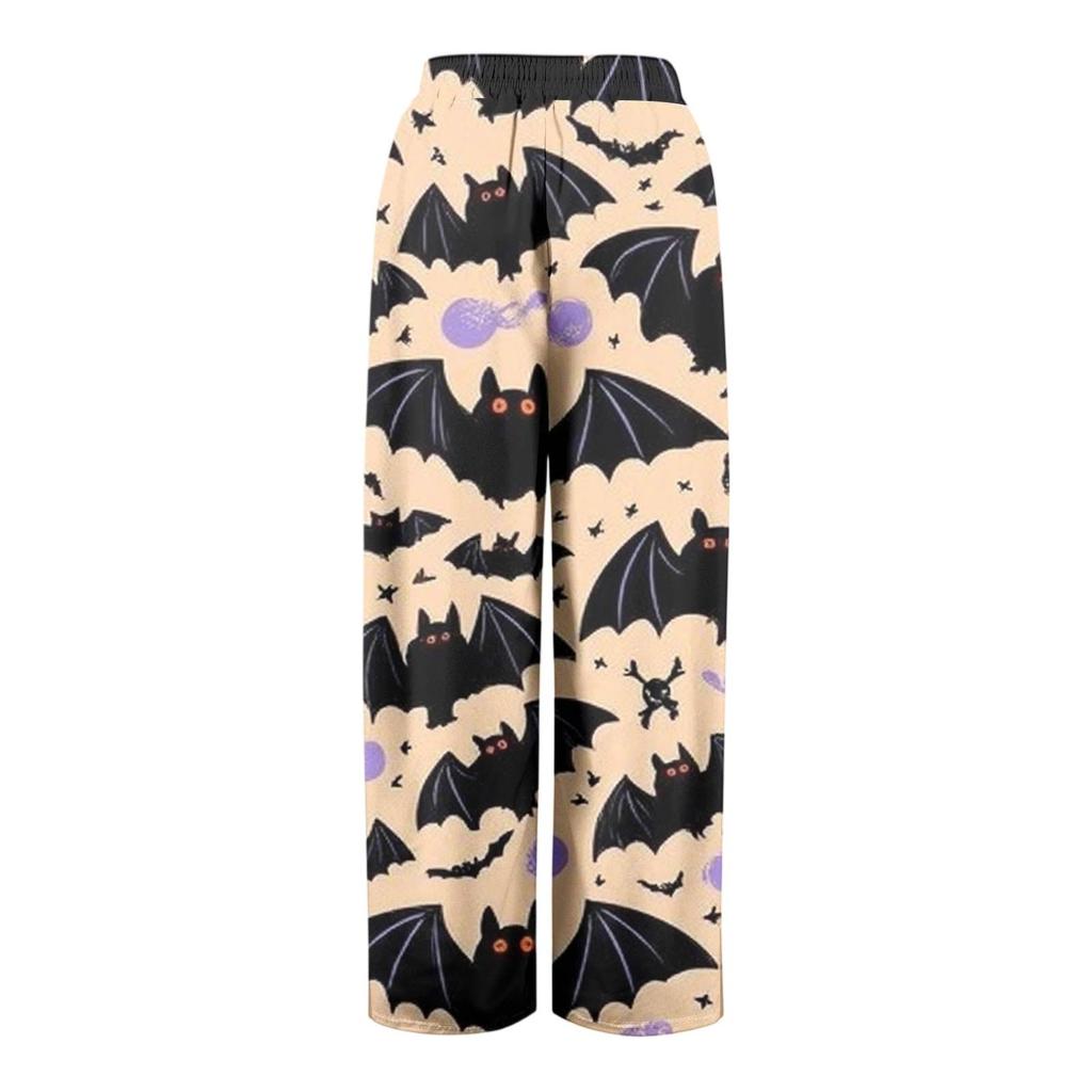 Women's Casual Wide Leg Pants Stretch Belt Pocket  Print Adjustable Tie Pants