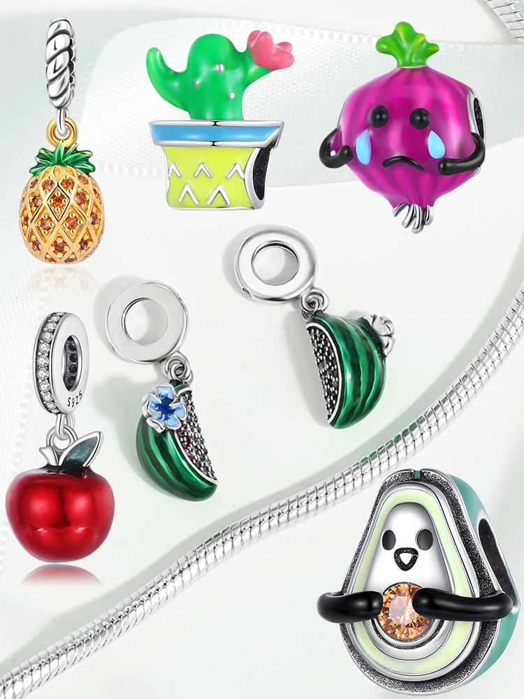 Avocado Cactus Onion Apple Watermelon Pineapple Copper Plated For Charms Copper Plated Original Bracelet For Jewelry Making