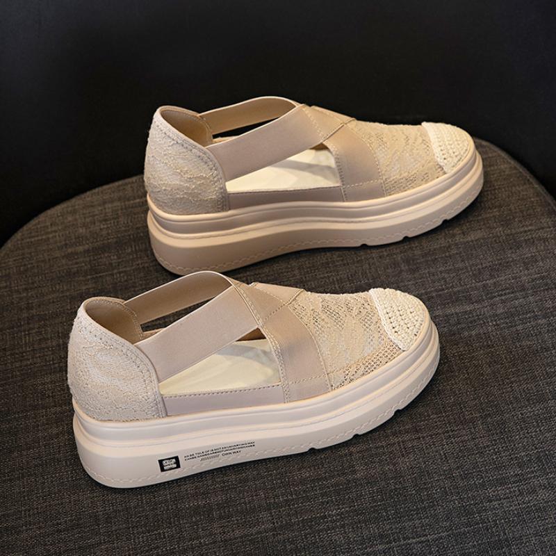 Wedges Shoes Sandals 2024 Sale Sapato Feminino Elegant Lace Strap Tienda Soludos Floral Crochet Wrap Slingback Espadrille Wedge