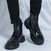 Business Casual Men's Leather Ankle Boots Lightweight Fashion Platform Boots For Man Quality Lace-up Round Toe Man Dress Shoes