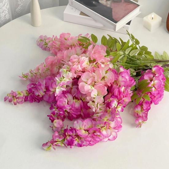 Artificial Wistaria with Green Leaves UV Resistant Fake Flower Decoration Indoor Outdoor Home Wedding Party Faux Flower Decor