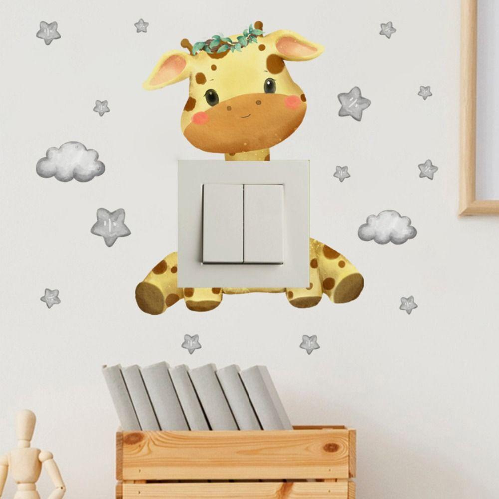 

Non-toxic Cartoon Animal Switch Stickers Self-adhesive Child Wall Decals Cartoon Home Decor
