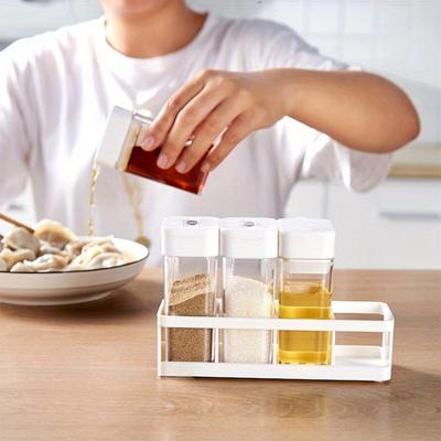 Gewürzbox für die Küche, Öltopf, Kombinationsaufbewahrung, versiegelt, feuchtigkeitsbeständige Gewürzflasche, Gewürzglas mit vier Fächern