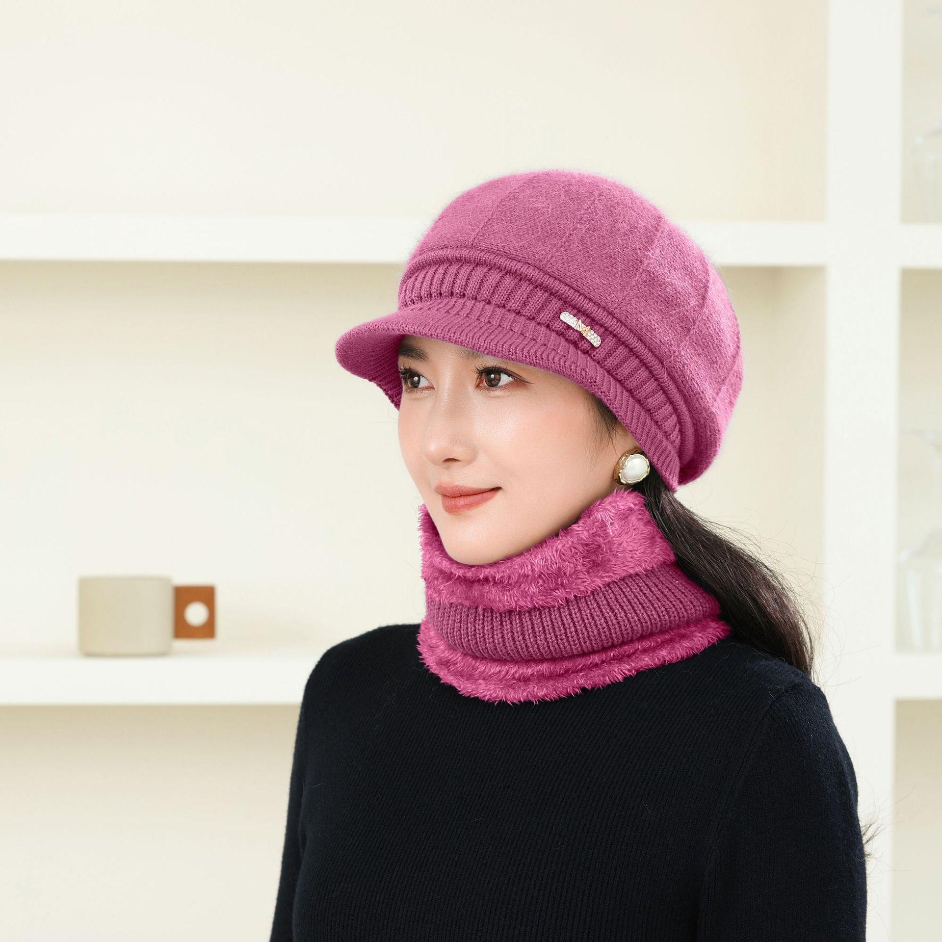

FallSeason and ColdSeason Hat Big Head Circumference Warm Knitted Hat Cold Protection Ear Protection Wool Hat Cold Hat Scarf Suit Women average size