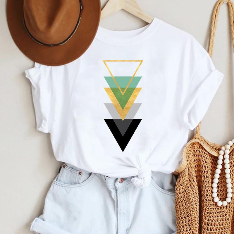 Fashion Casual Landscape Mountain Graphics Womens T-Shirt 90S Summer Blouse Loose White Short Sleeve O-Neck Female Tops Clothing