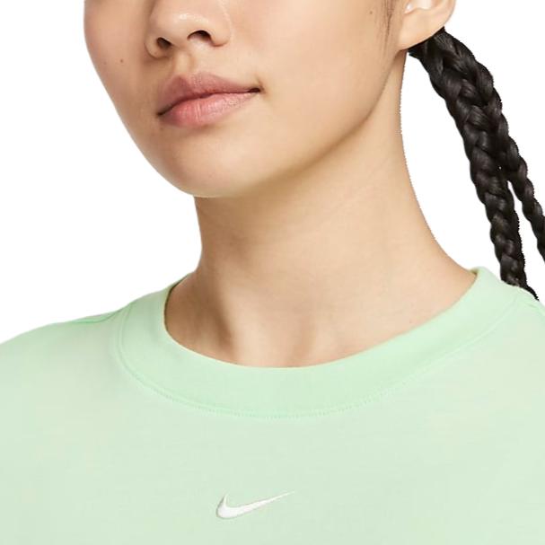 Nike Sportswear Essentials Loose Fit Solid Color Crew Neck Pullover Brand Logo Printed Short Sleeve Dress Women dresses Steam-Green DV7883-376