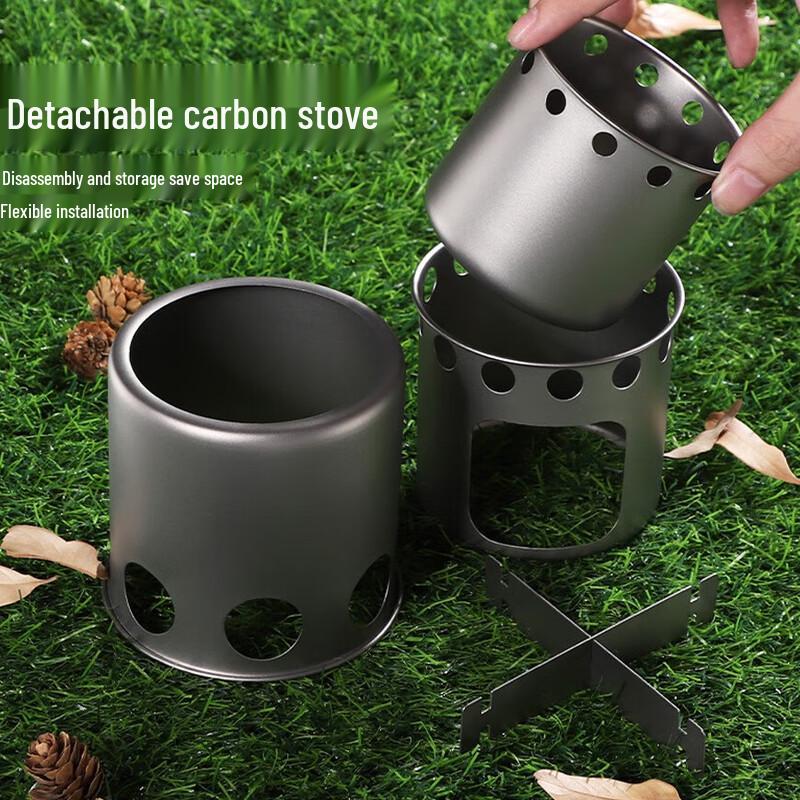OEING Outdoor Titanium Pot and Wood Stove Set