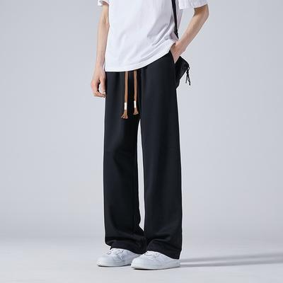 Mens Loose Straight Casual Long Sweatpants Trendy Versatile Daily Trousers