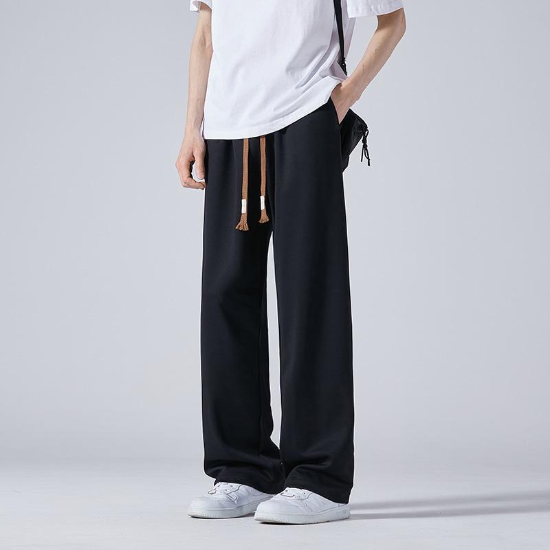 Mens Loose Straight Casual Long Sweatpants Trendy Versatile Daily Trousers