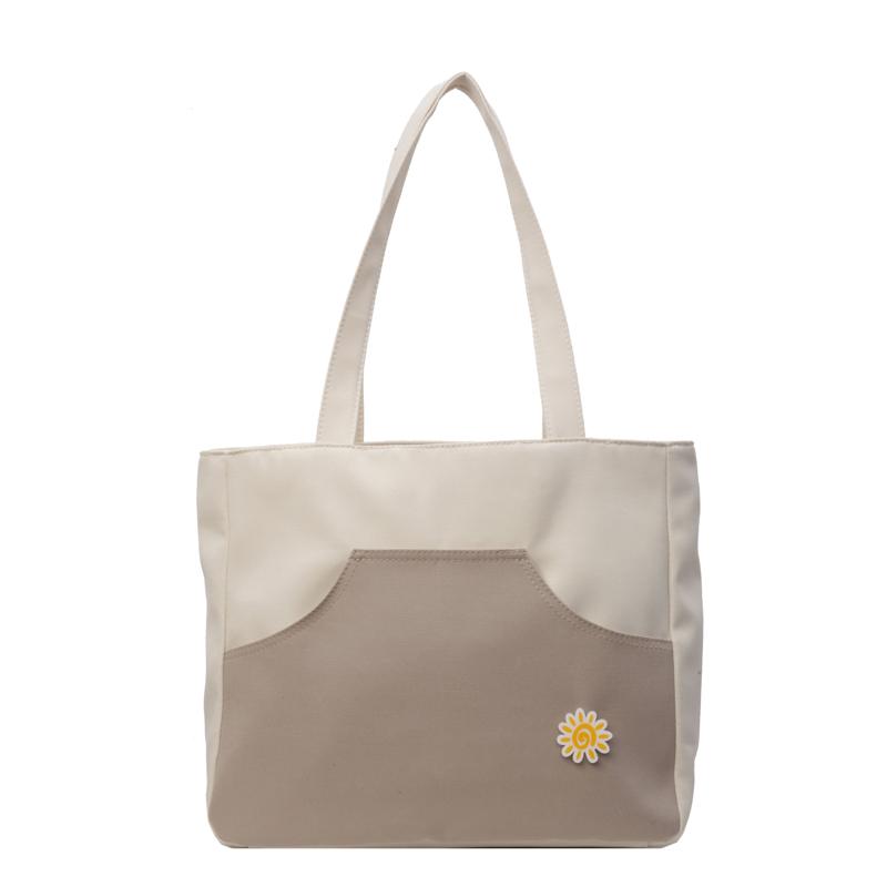 Kontrastowa torba damska duża pojemność torba tote lekka studencka torba na ramię do klasy