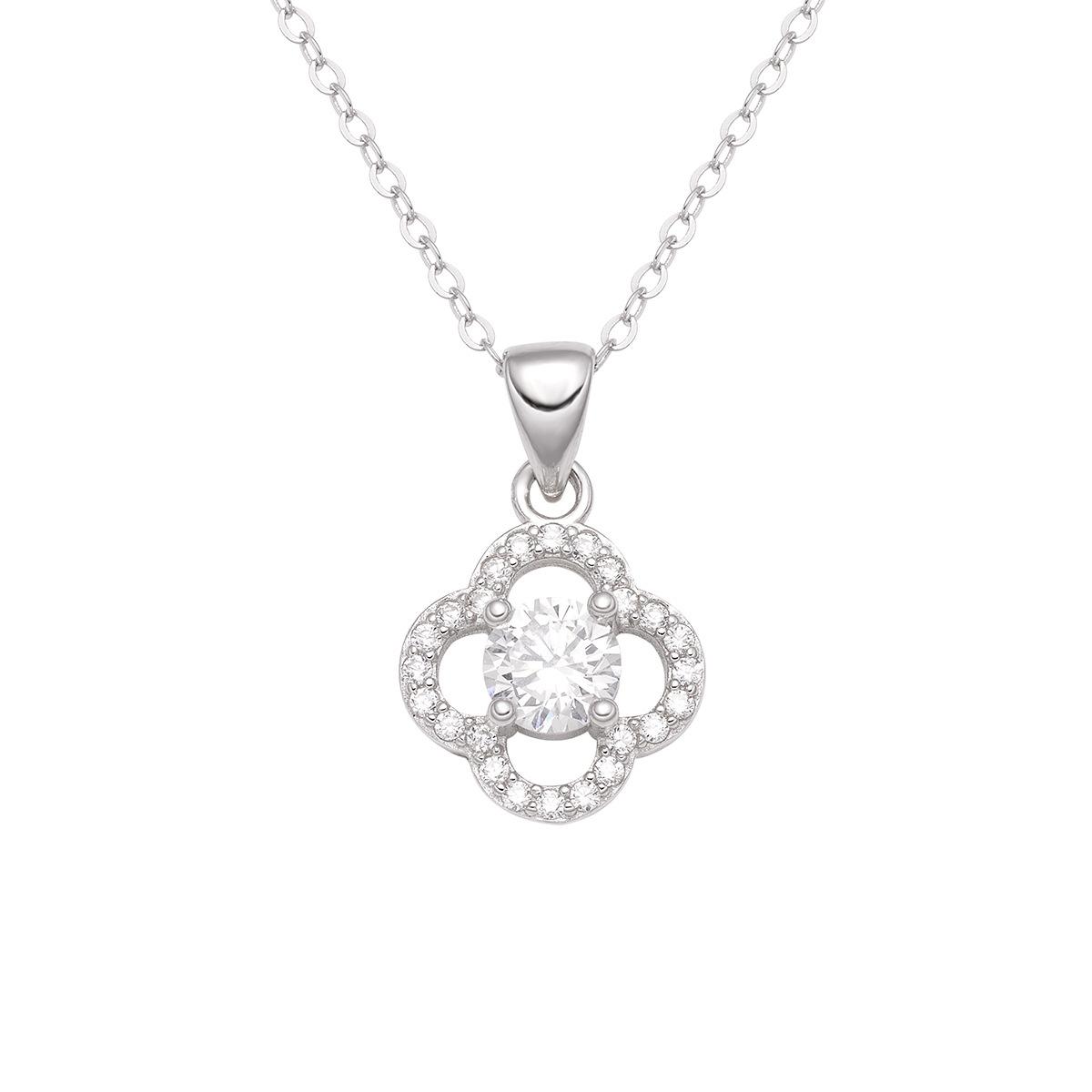 

Ожерелье из стерлингового серебра S925 с четырьмя листами клевера из циркония для женщин, модное, легкое, роскошное, высококачественное, с подвеской в виде счастливой травы, дизайн, чувство лета 925 Silver