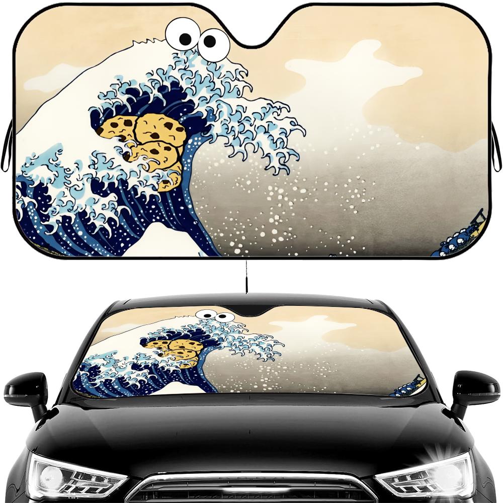 Famous Paintings Parody Sun Visor Car Windshield Sun Shade UV Protection Heat Insulation Cover Universal Sun Protector