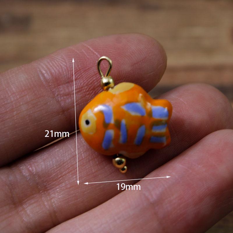 2Pcs Painted Handmade Ceramic Pendants Stainless Steel Eye Pin Tulip/Animal Charms for DIY Necklace Earrings Jewelry Accessories