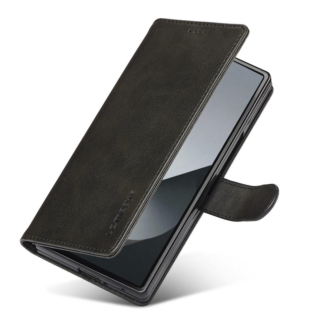 LC.IMEEKE For Samsung Galaxy Z Fold7 5G Case Calf Texture PU Leather Stand Wallet Phone Cover