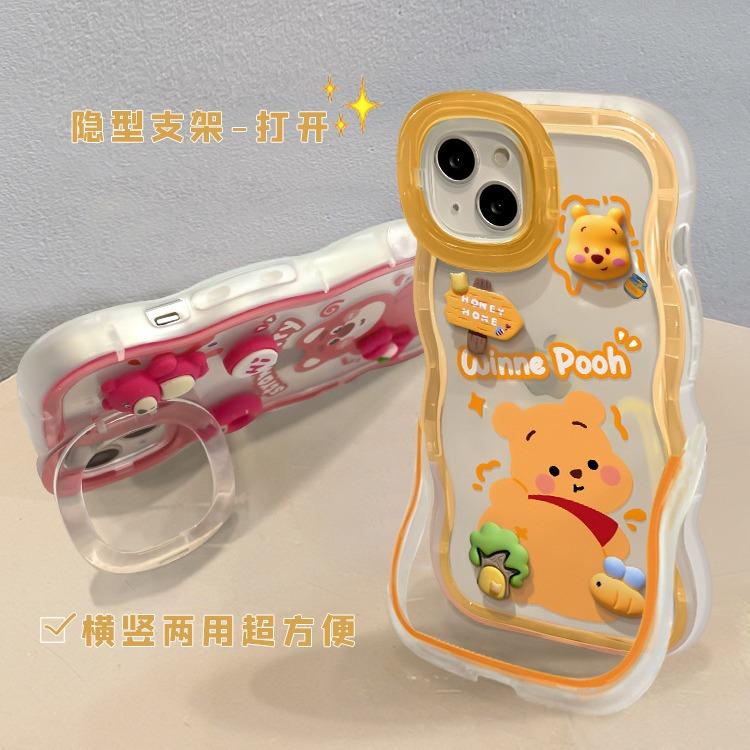 Applicable to Apple 11promax mobile phone case iPhone11 cartoon Winnie the Pooh doll 11 double bracket 11 transparent 11
