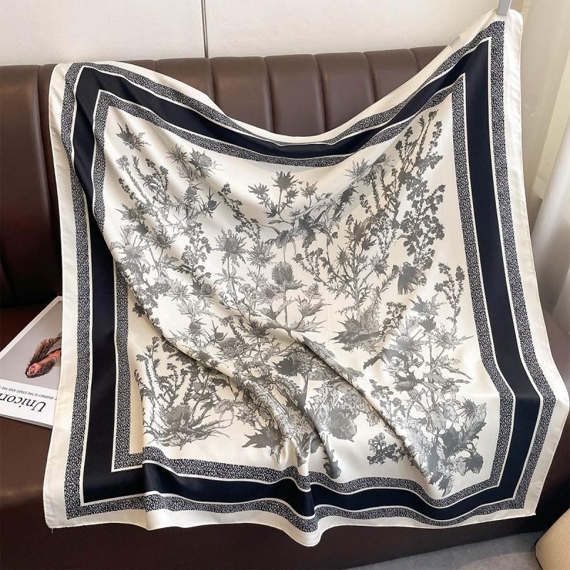 Lightweight 90x90cm Square Scarf Women Navy Style Sun Protection Silk-Like Feel Wear Chic Versatile Accessory