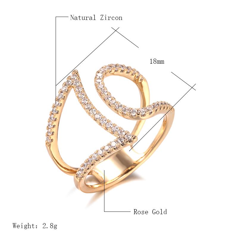 Kinel Fashion Hoop prsten z růžového zlata Zirkonový prsten s nastavitelnou velikostí