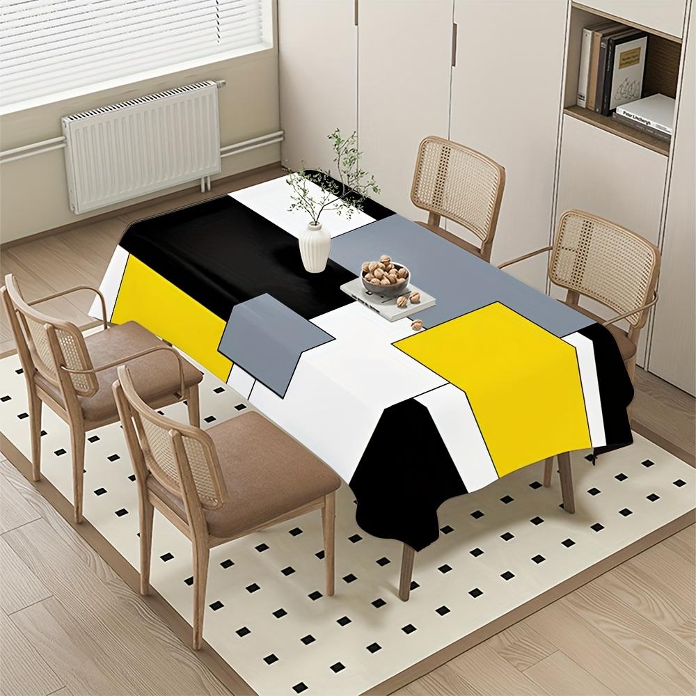JIT 1 Stück moderne gelb-schwarze geometrisch bedruckte Tischdecke ist geeignet für Picknicks und Partys.zyc