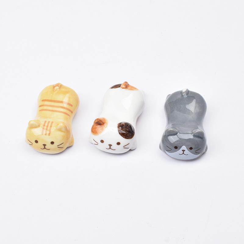 Japanese Lucky Cat Ceramic Chopstick Holder Korean Cute Kitten Tableware Rack Living Room Dining Table Dining Table Decoration