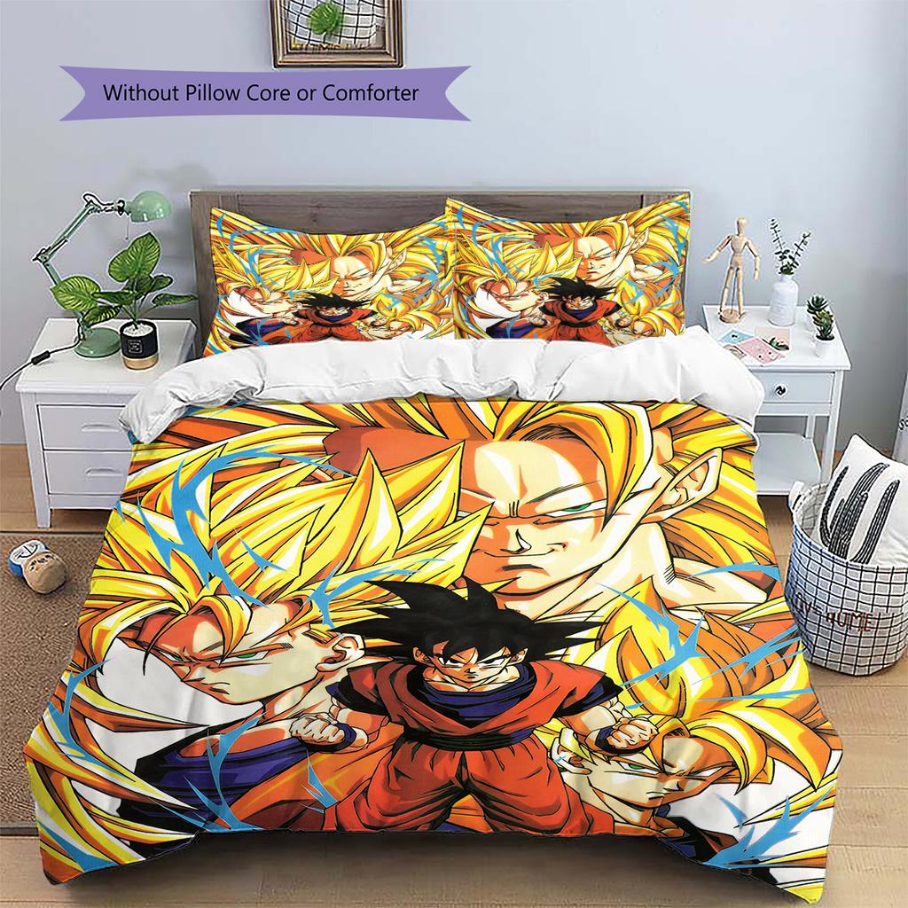 Son Goku Chibi Cartoon Duvet Cover, Dragon Ball Themed Bedroom Decor, Gift for Dragon Ball Fans