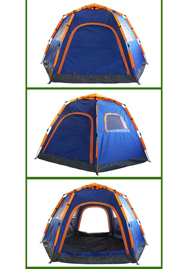 Hexagonal Camping Tent: 6-10 Person, Large Space, Automatic, Portable, Rainproof & Sunproof - Quick Setup, No Assembly Needed.