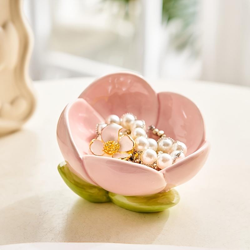 2pcs Jewellery Box, Jewellery Organiser, Art Deco Pink Tulip Tray In Ceramic Polished Surface, Ideal for Storing Jewelry. A Captivating Gift