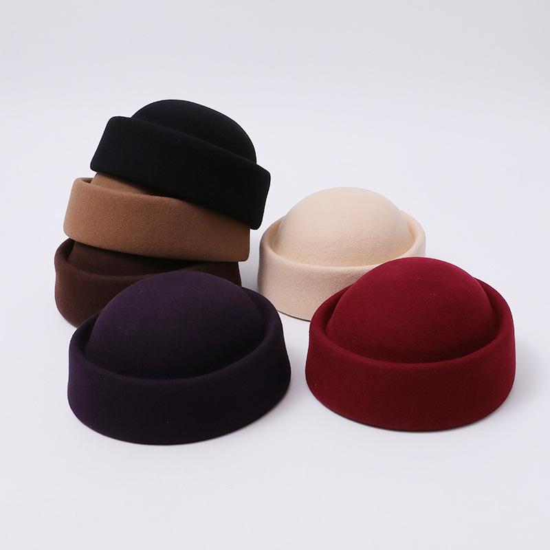 Cappello a scatola medica francese retrò in lana Hepburn autunno e inverno berretto letterario da ricchi vecchi cappello da hostess cappello a cilindro europeo e americano