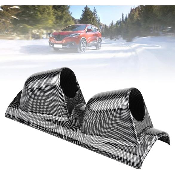 Carbon Fiber Universal Meter Gauge Pillar Mount Pod Holder Bracket Gauge Holder, for Auto Truck Boat Motorcycle (2 Hole)