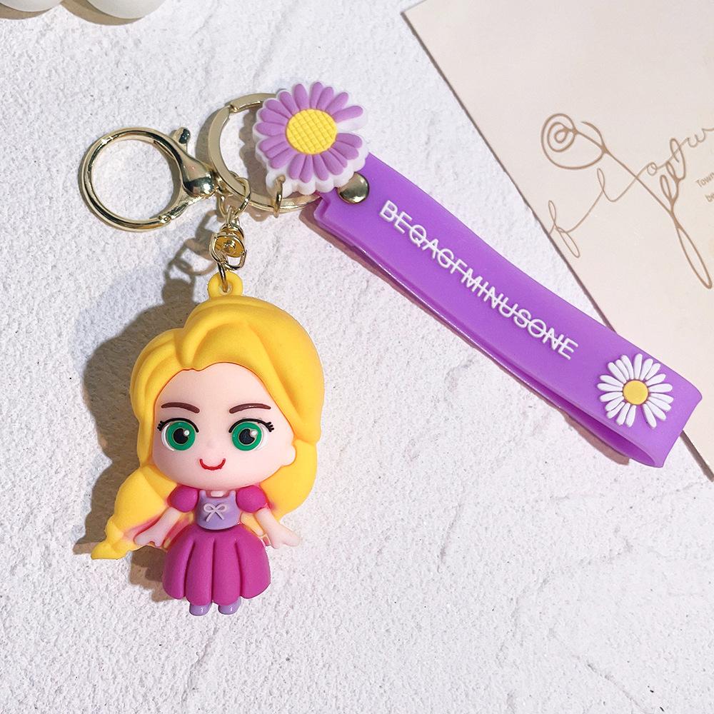 Snow White Elsa Alice Pendant Keychain Cartoon Phone Bag Mermaid Princess Key Chain Jewelry Kids Fans Gifts