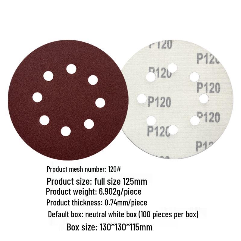 5-inch 8-Hole Red Sandpaper 125MM for Wood Sanding